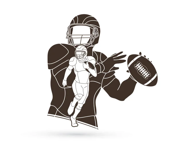 American Football Speler Actie Sportman Speler Sport Concept Grafische Vector — Stockvector