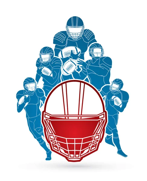 American Football Player Action Groupe Sportifs Vecteur Graphique Concept Sport — Image vectorielle