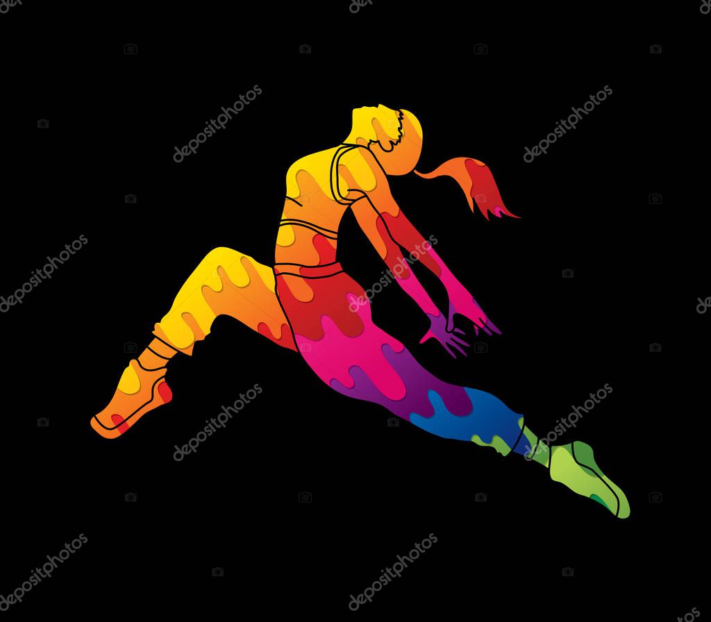 Street dance, B boys dance, Hip Hop Dancing action graphic vector