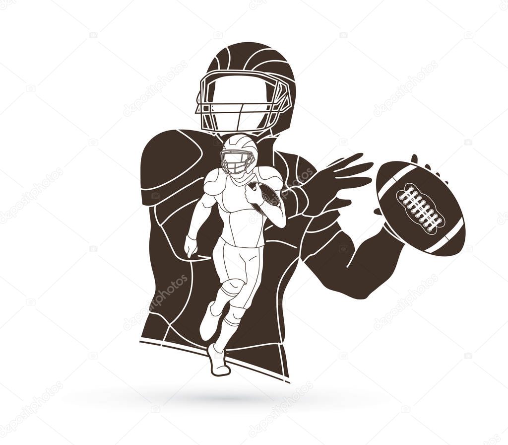 American Football player action, sportsman player, sport concept graphic vector.