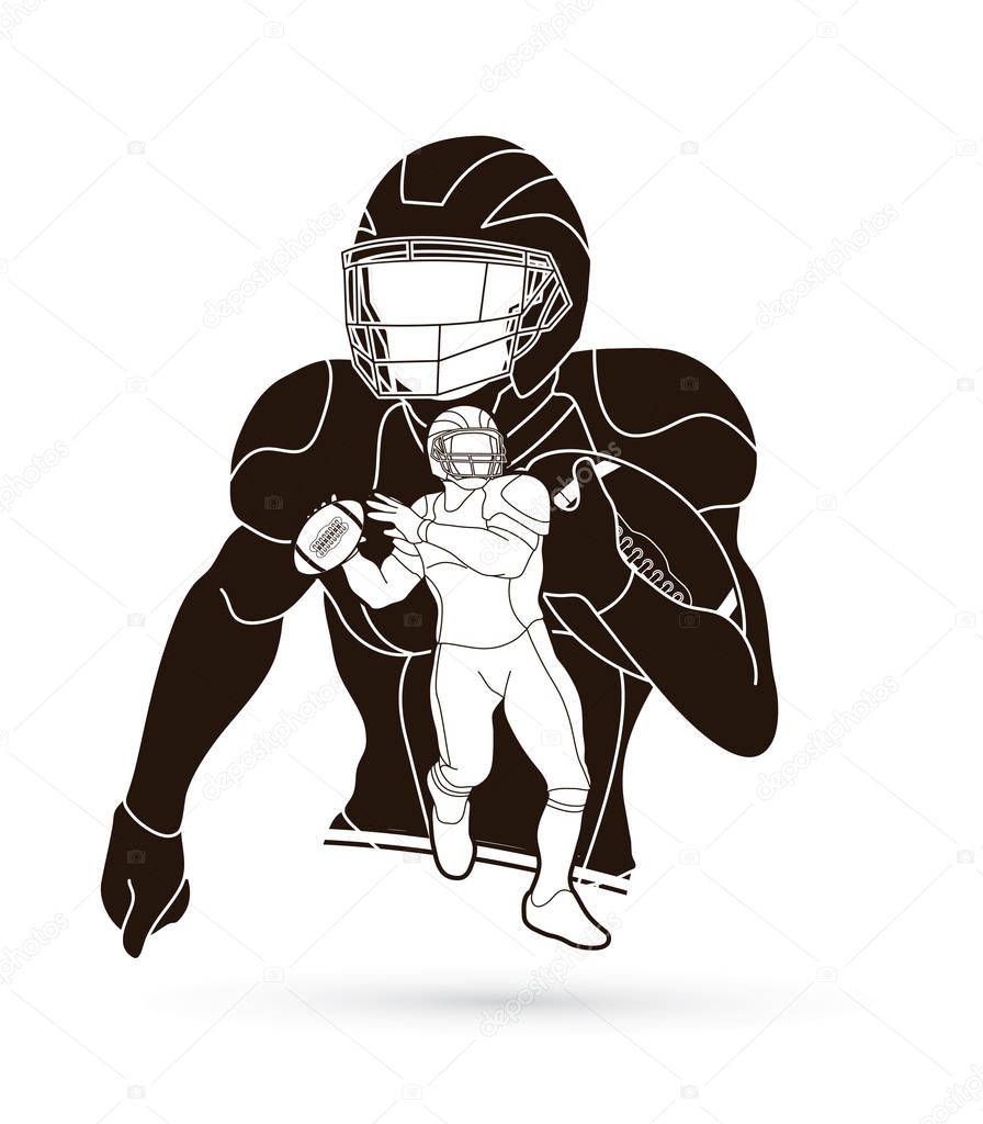 American Football player action, sportsman player, sport concept graphic vector.