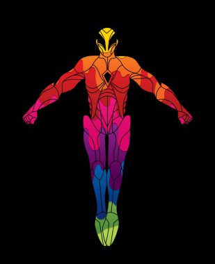 Süper kahraman robot Aksiyon, çizgi film süper kahraman grafik vektör.