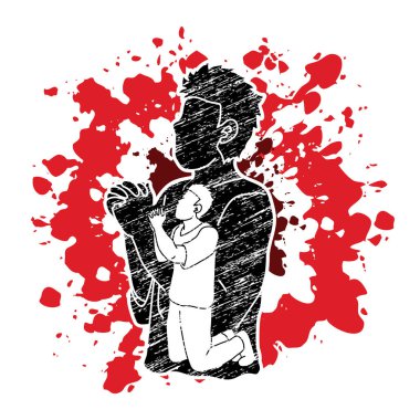 Dua, Hıristiyan birlikte dua, karikatür grafik vektör