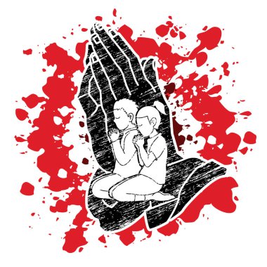 Dua, Hıristiyan birlikte dua, karikatür grafik vektör