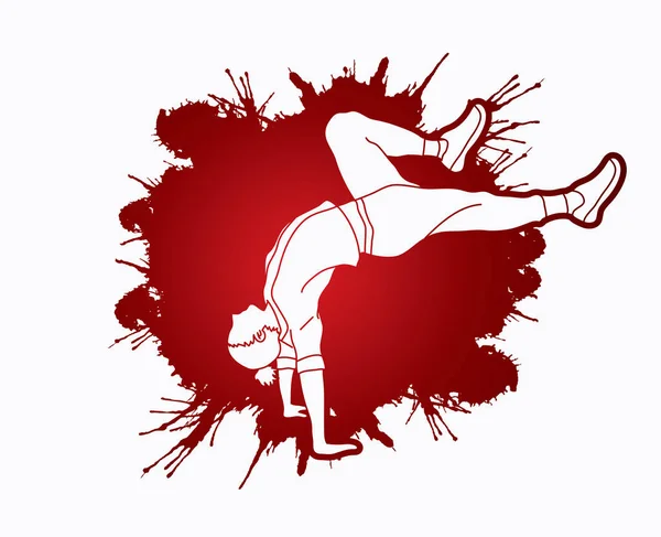 Streetdance Jongens Dans Hip Hop Dancing Actie Grafische Vector — Stockvector