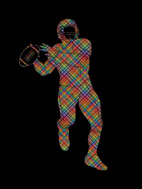 Amerikan futbolu oyuncu eylem, sporcu oyuncu, spor kavram grafik vektör.