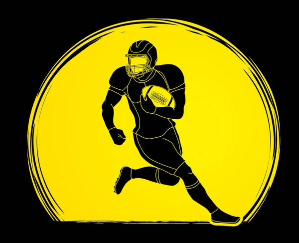 American Football Player Action Sportif Sport Concept Graphic Vecector — Image vectorielle