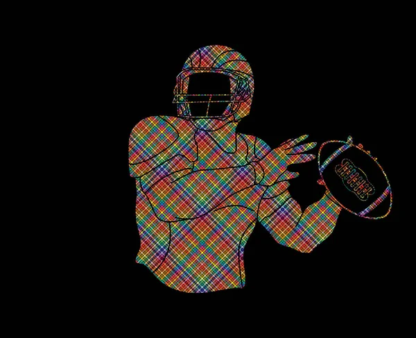 American Football Player Action Sportif Sport Concept Graphic Vecector — Image vectorielle