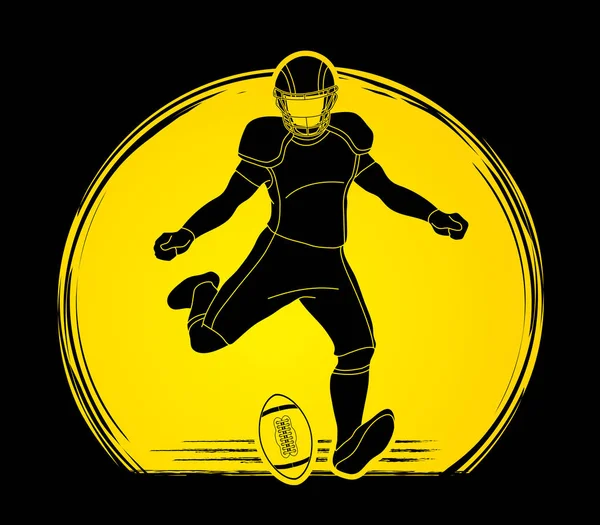 Amerikan Futbolu Oyuncu Eylem Sporcu Oyuncu Spor Kavram Grafik Vektör — Stok Vektör