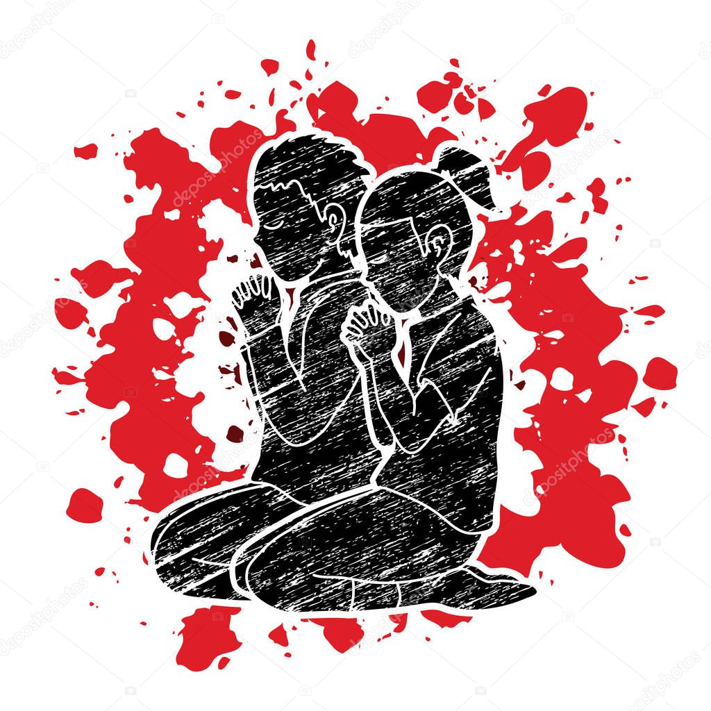 Little boy and girl, Prayer, Christian praying, Children praying , Thank you GOD graphic vector