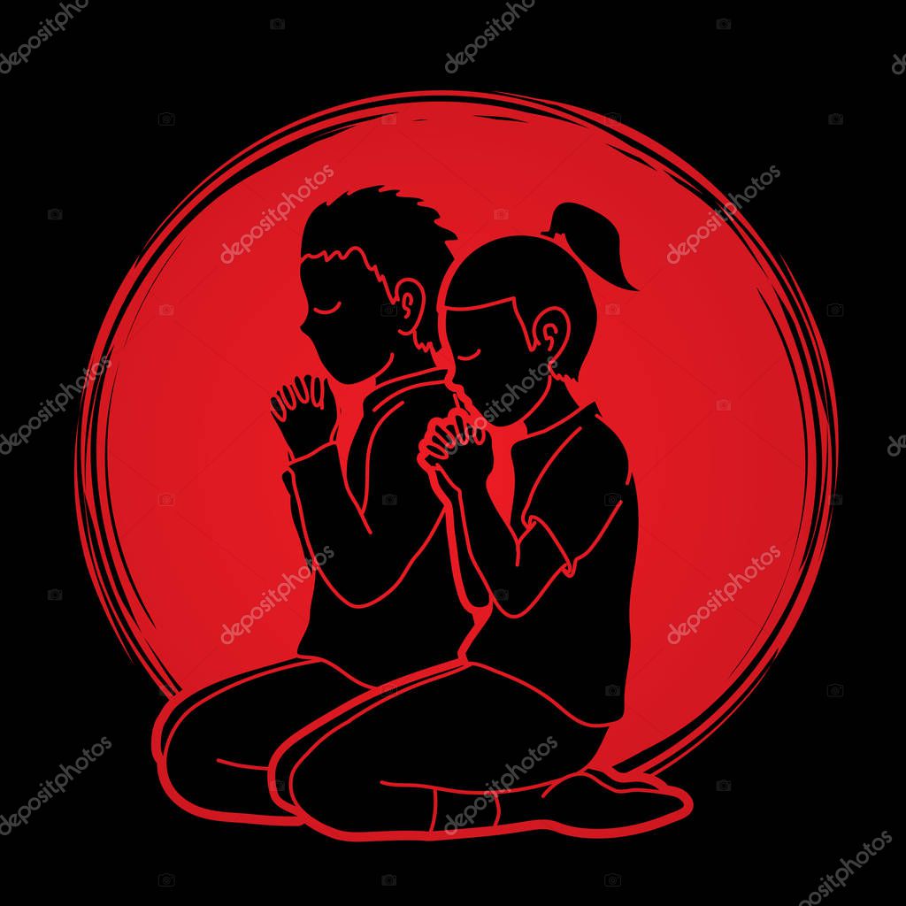Little boy and girl, Prayer, Christian praying, Children praying , Thank you GOD graphic vector
