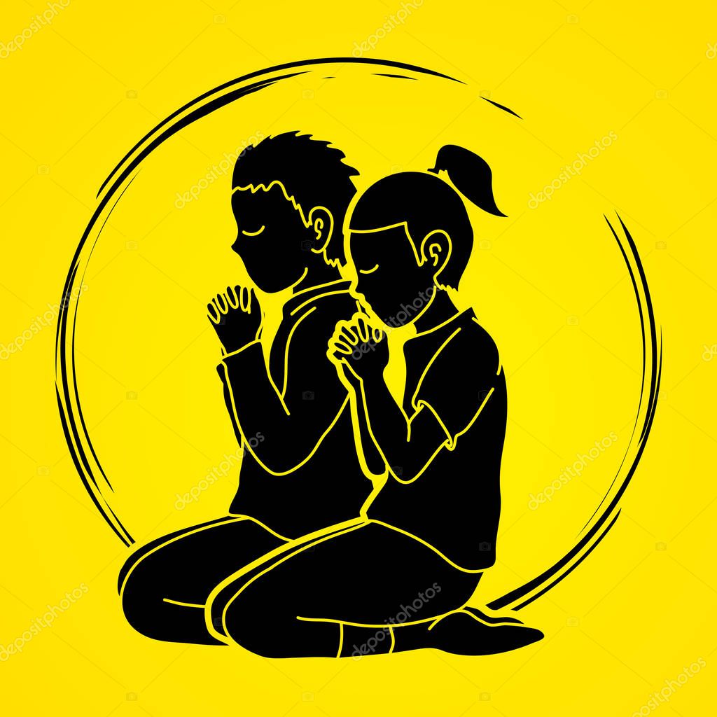 Little boy and girl, Prayer, Christian praying, Children praying , Thank you GOD graphic vector