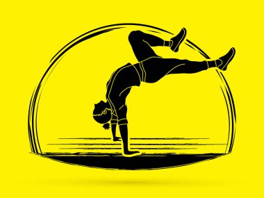 Sokak dansı, B çocuklar dans, Hip Hop dans eylem grafik vektör