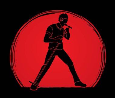 Şarkıcı şarkı bir şarkı müzik grubu grafik vektör