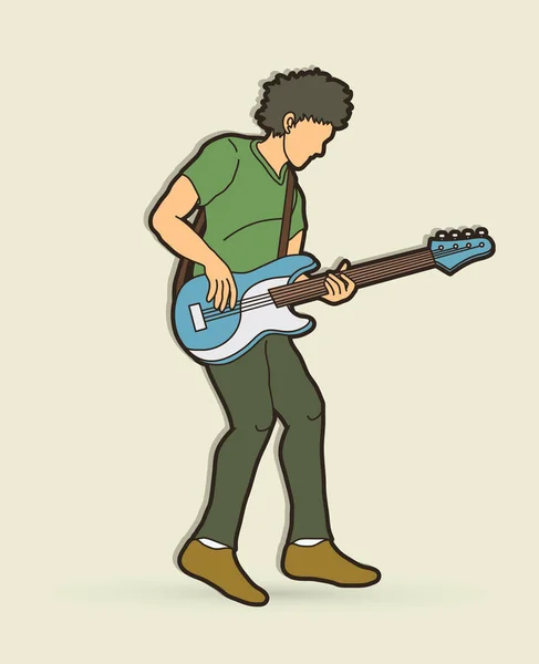 Musician Playing Bass Music Band Graphic Vector — Stock Vector