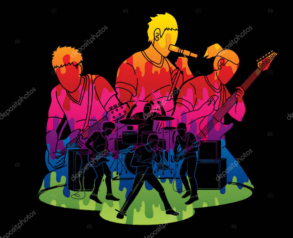 Musician playing music together, Music band, Artist graphic vector