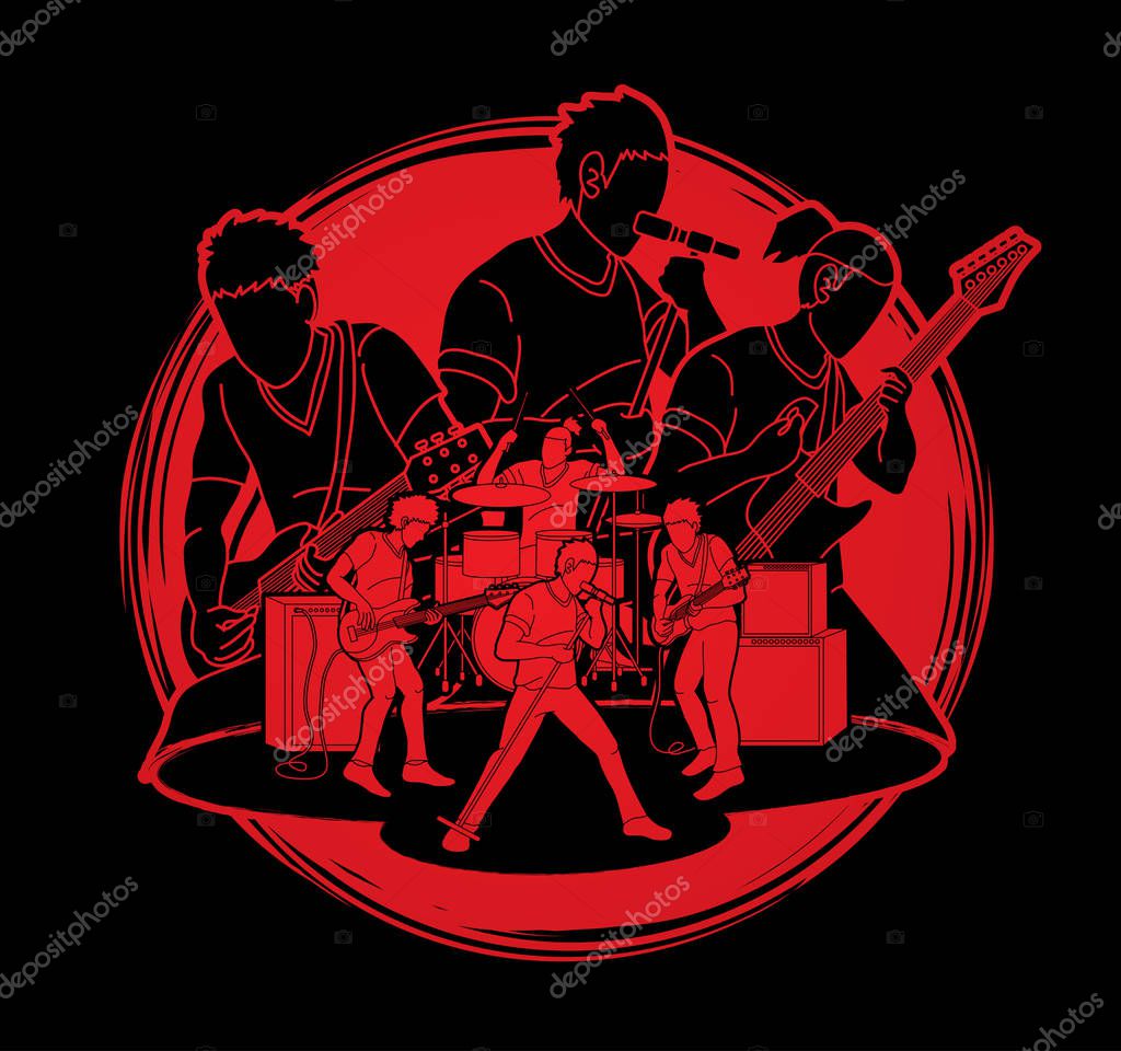 Musician playing music together, Music band, Artist graphic vector