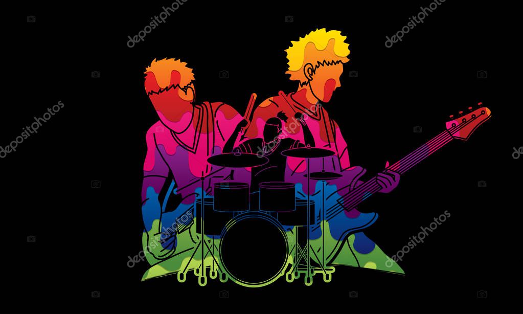 Musician playing music together, Music band, Artist graphic vector