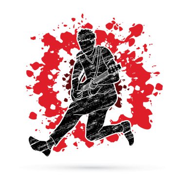 Müzisyen elektro gitar, müzik grubu grafik vektör çalmak.