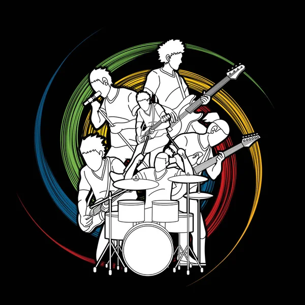 Musician Playing Music Together Music Band Graphic Vector — Stock Vector