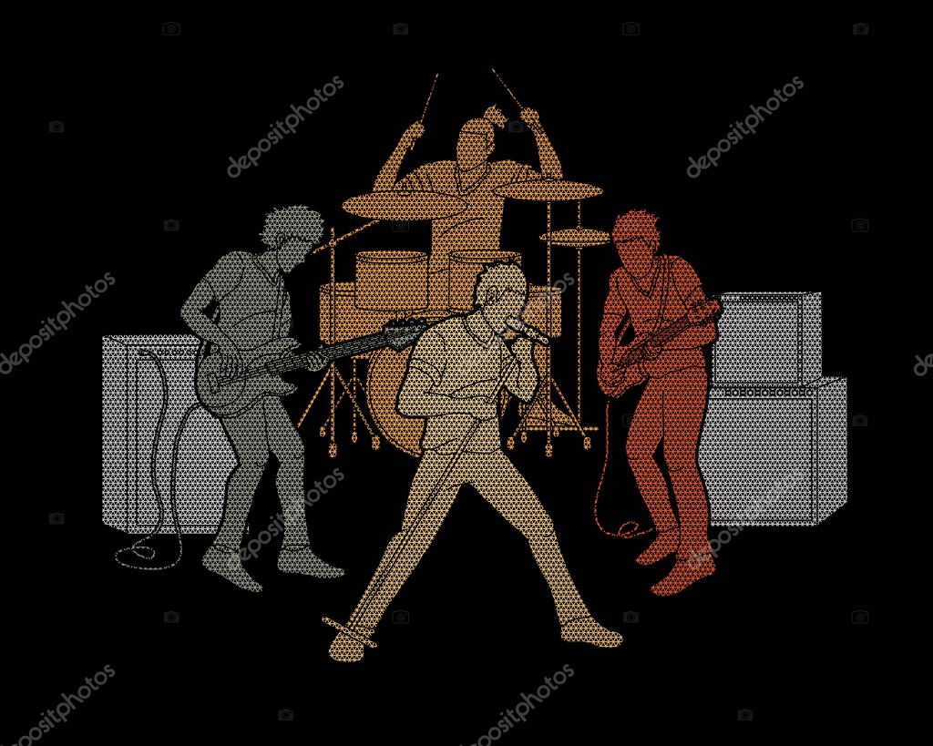 Musician playing music together, Music band graphic vector