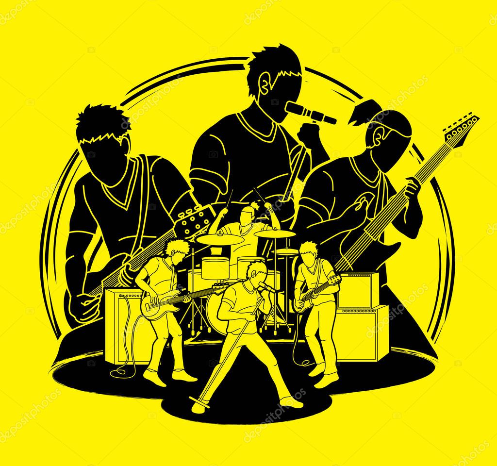 Musician playing music together, Music band, Artist graphic vector