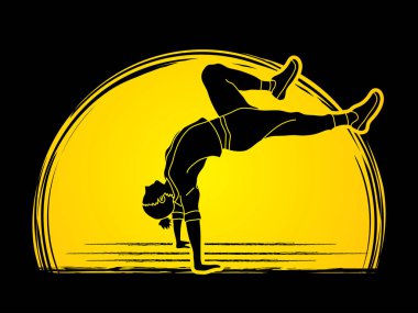 Sokak dansı, B çocuklar dans, Hip Hop dans egzersiz Yoga eylem grafik vektör