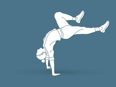 Sokak dansı, B çocuklar dans, Hip Hop dans egzersiz Yoga eylem grafik vektör