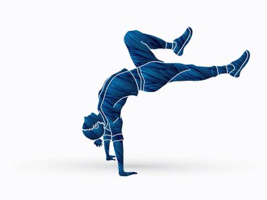 Sokak dansı, B çocuklar dans, Hip Hop dans egzersiz Yoga eylem grafik vektör