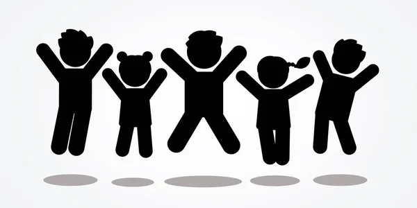 Group Children Jumping Icon Graphic Vector — Stock Vector