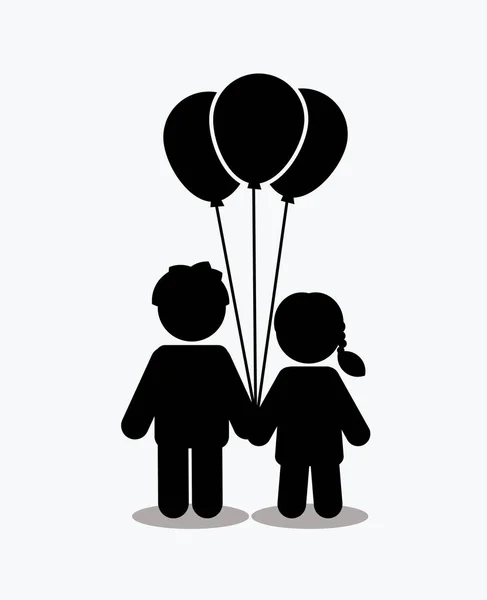 Kinderen Pictogram Pictogram Van Liefde Paar Pictogram Met Ballonnen Grafische — Stockvector