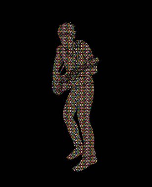 Müzisyen elektro gitar, müzik grubu grafik vektör çalmak