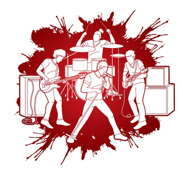 Musician Playing Music Together Music Band Graphic Vector — Stock Vector