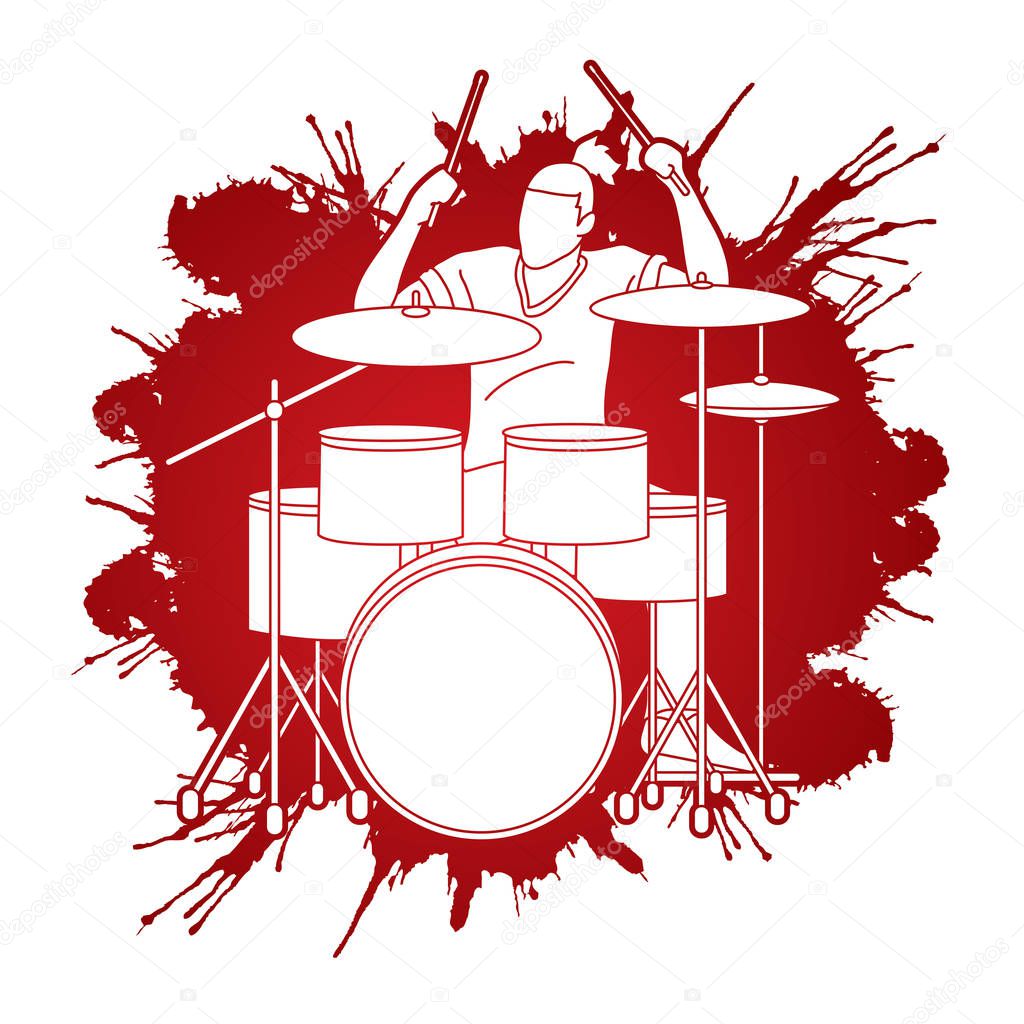 Musician playing Drum, Music band graphic vector