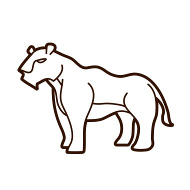 Dişi aslan karikatür grafik vektör.