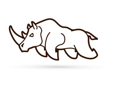 Öfkeli gergedanın saldırı grafik vektör.