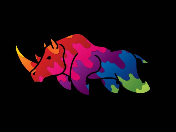 Arga Rhino Attack Grafisk Vector — Stock vektor