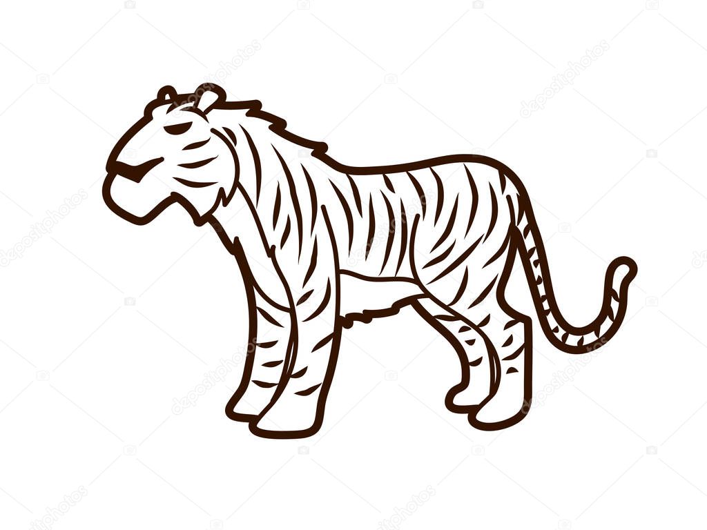 Tiger cartoon logo  graphic vector.