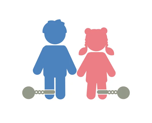 Stop Child Abuse Children Chain Ball Icon Graphic Vector — стоковый вектор