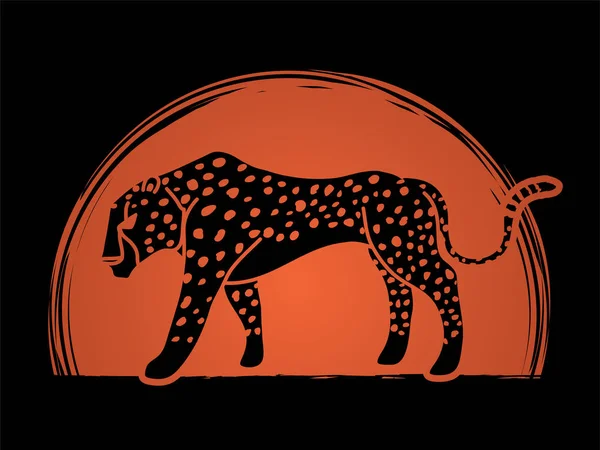 Cheetah Vista Lateral Tigre Vector Gráfico —  Vetores de Stock
