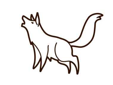 Kurt uluyan karikatür grafik vektör.