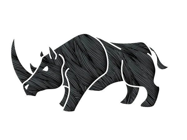 Arga Rhino Redo Att Bekämpa Tecknad Grafisk Vector — Stock vektor