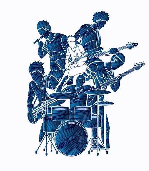 Muzikant Samenspelen Muziek Muziek Band Grafische Vector — Stockvector