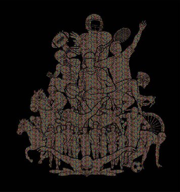 Spor oyuncular, farklı spor, spor mix eylem grafik vektör.