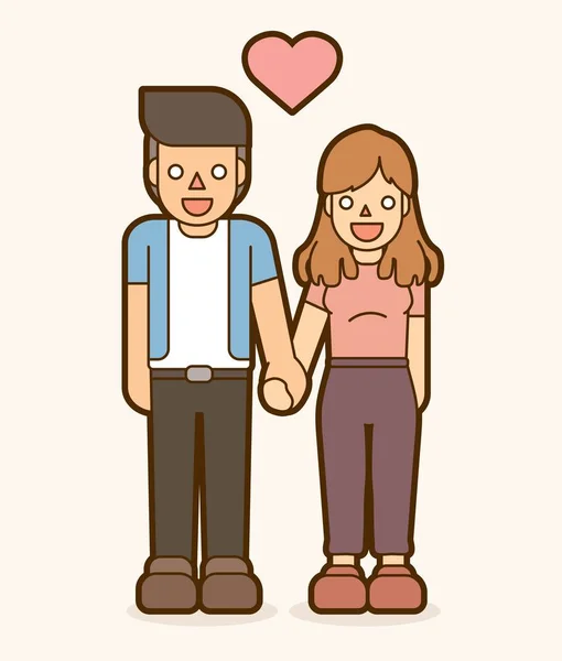 Boy Girl Holding Hands Couple Love Graphic Vector — Stock Vector