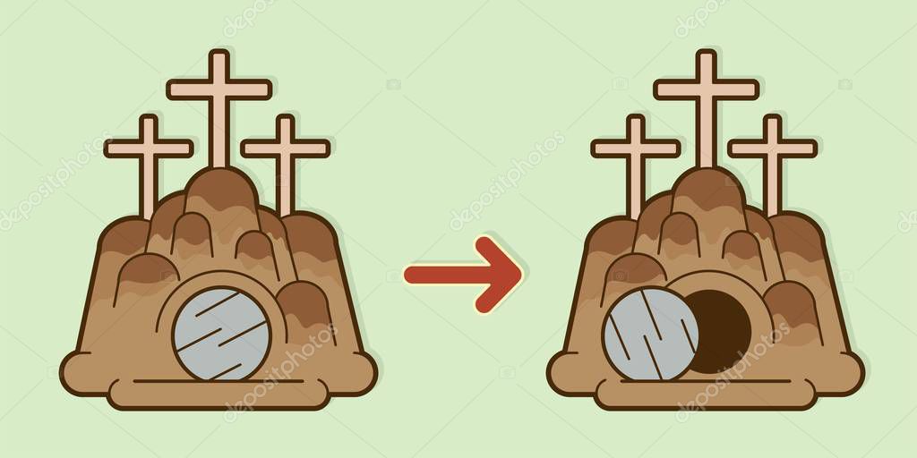 The tomb of Jesus stone cave graphic vector