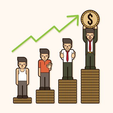 Asla vazgeçmek, milyoner fakirlere, kadar nasıl iş büyüme başarı simgesi grafik vektör için.