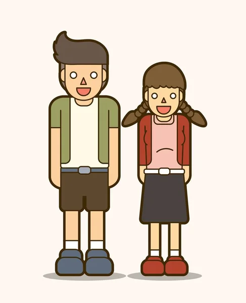Paar Teenager Stehend Glücklich Cartoon Grafik Vektor — Stockvektor