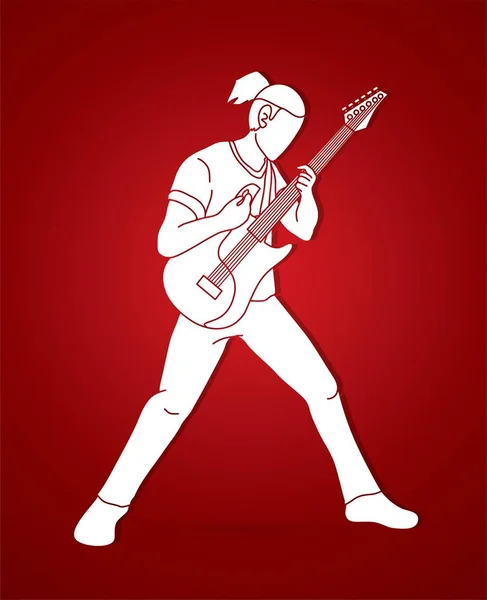 演奏电吉他的音乐家 音乐乐队图形载体 — 图库矢量图片