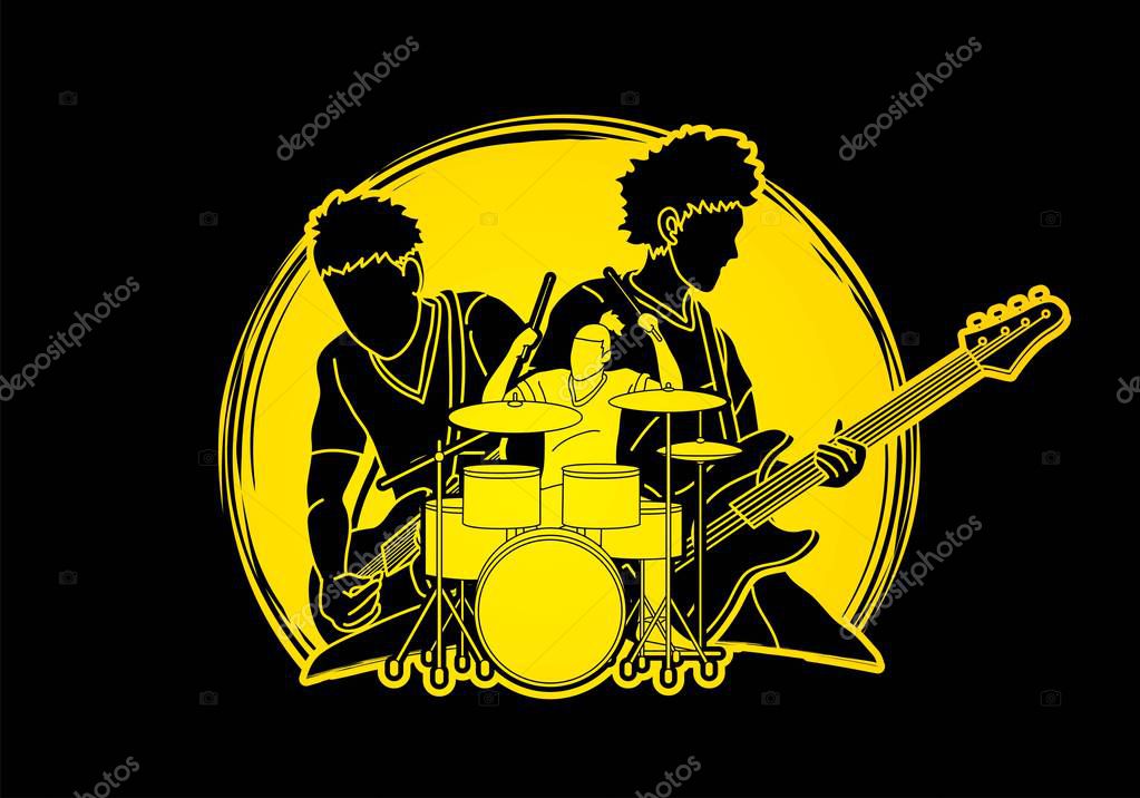 Musician playing music together, Music band, Artist graphic vector